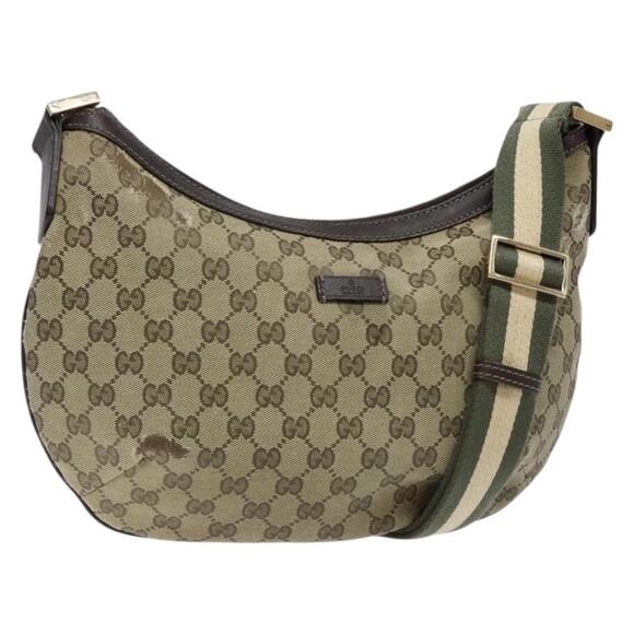 GUCCI GG Canvas Shoulder Bag Beige Gold - Picture 1 of 16